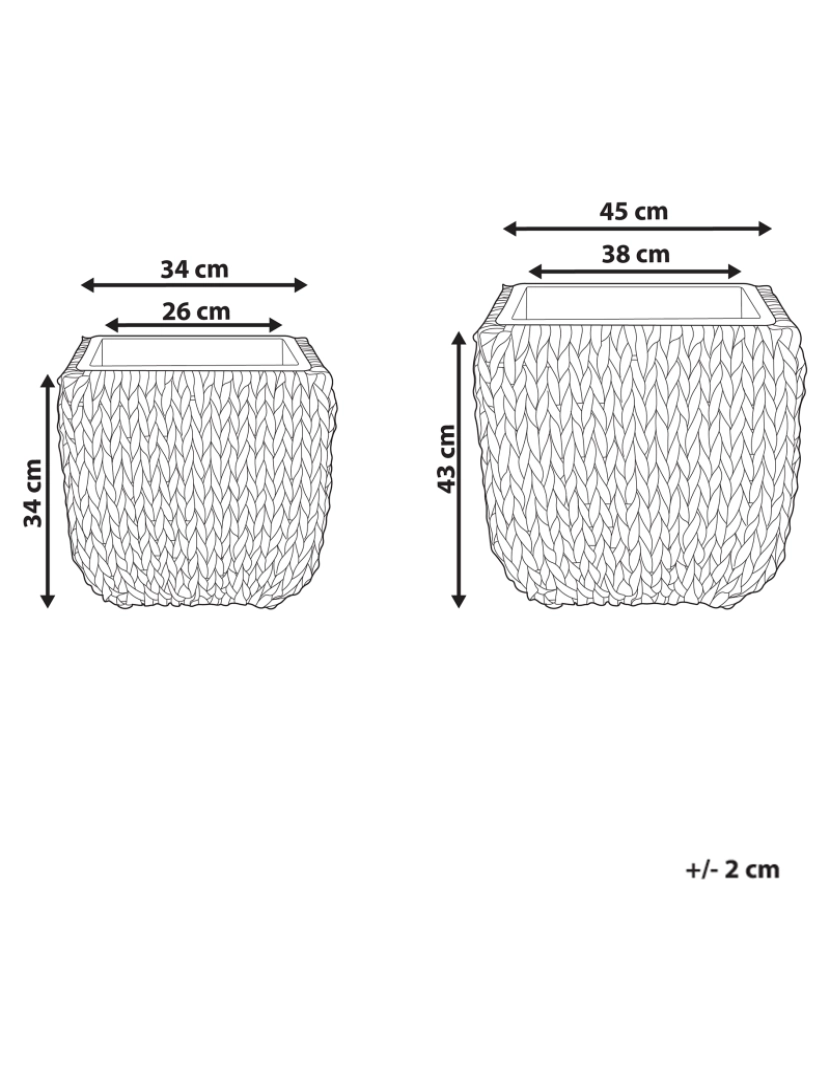 Beliani - Conjunto de 2 vasos para plantas em rattan preto BERBERIS