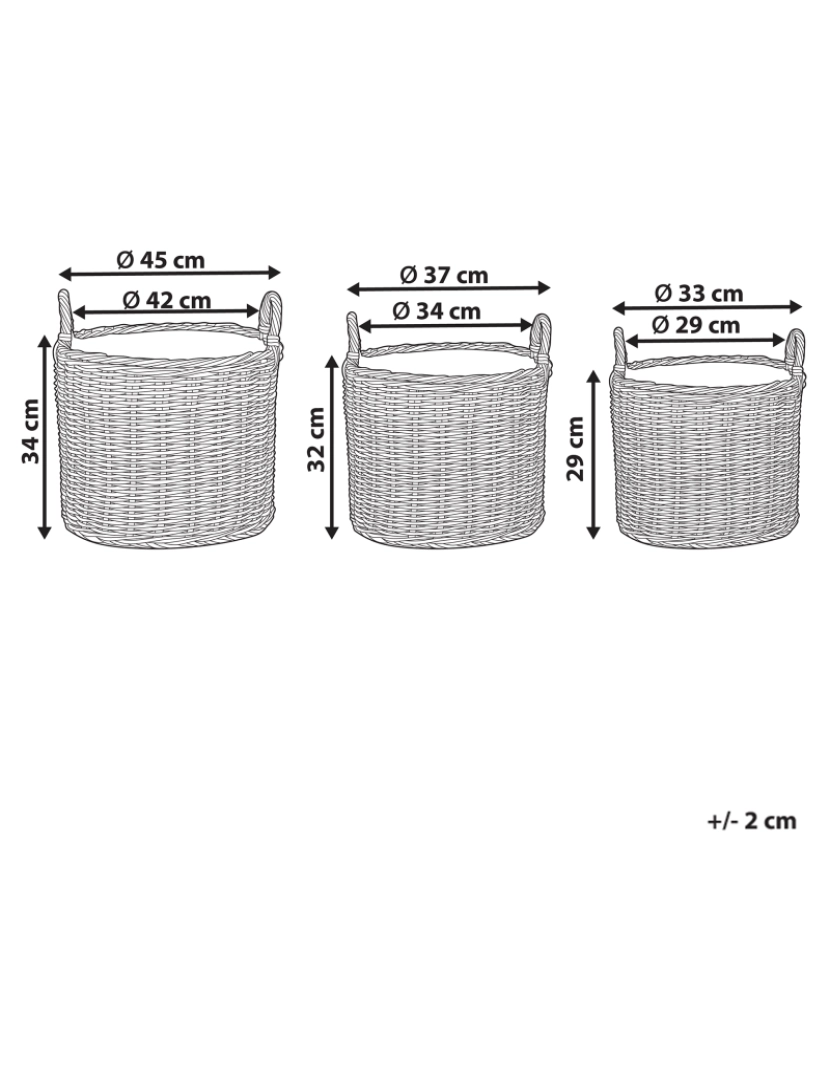 Beliani - Conjunto de 3 cestos para plantas em rattan castanho PENDULA