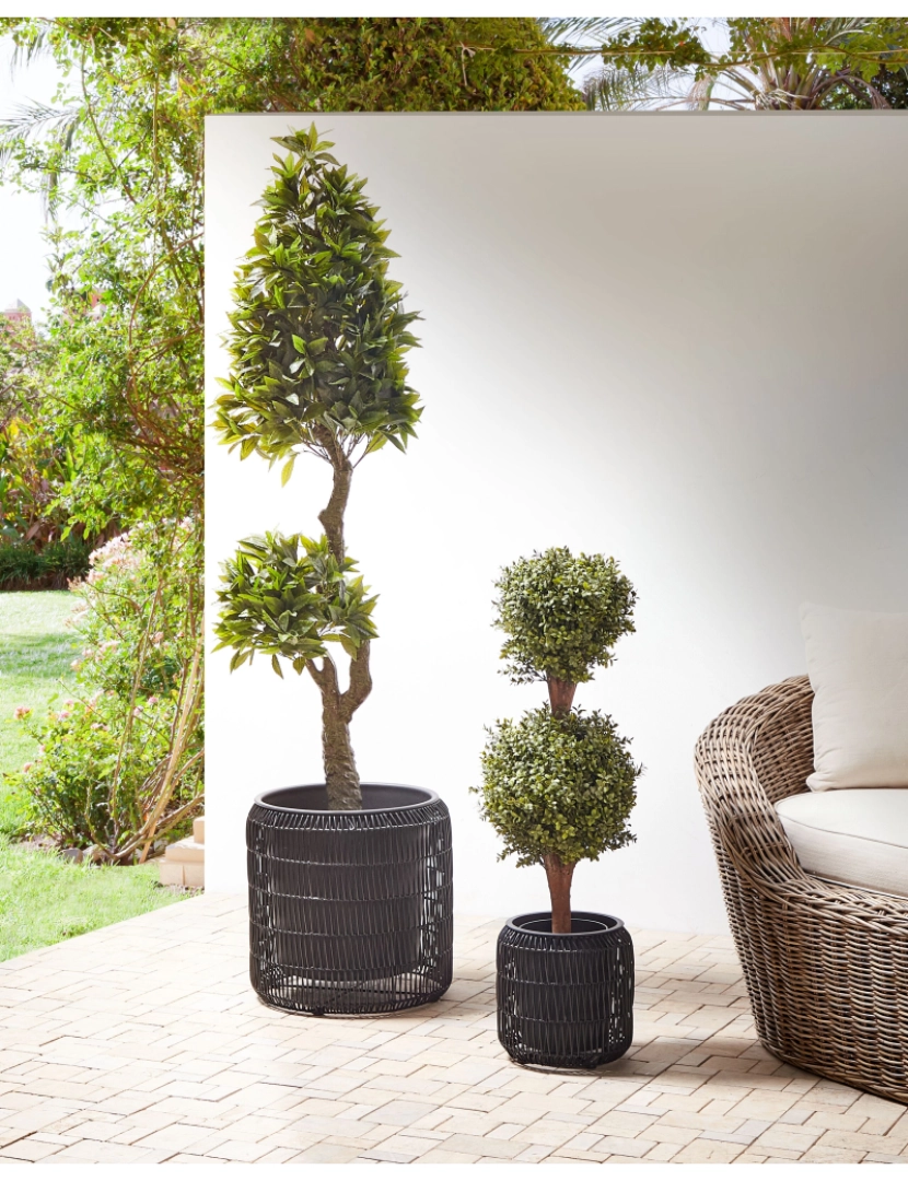 imagem de Conjunto de 2 vasos para plantas em rattan preto BRODIEA2