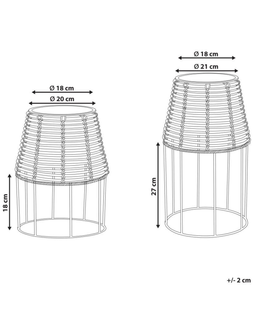 Beliani - Conjunto de 2 vasos para plantas em rattan castanho BORAGO