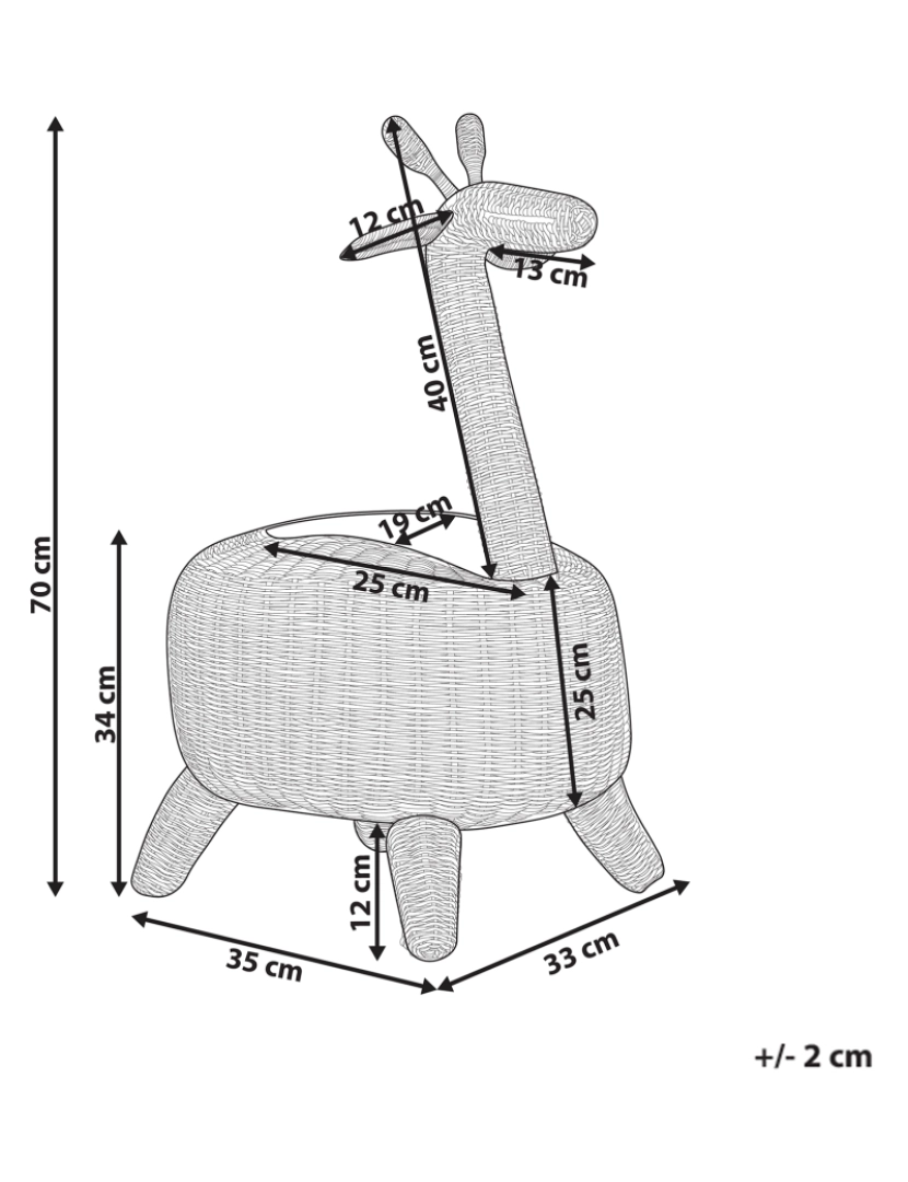 Beliani - Cesto forma de girafa em rattan de cor natural HAINAN