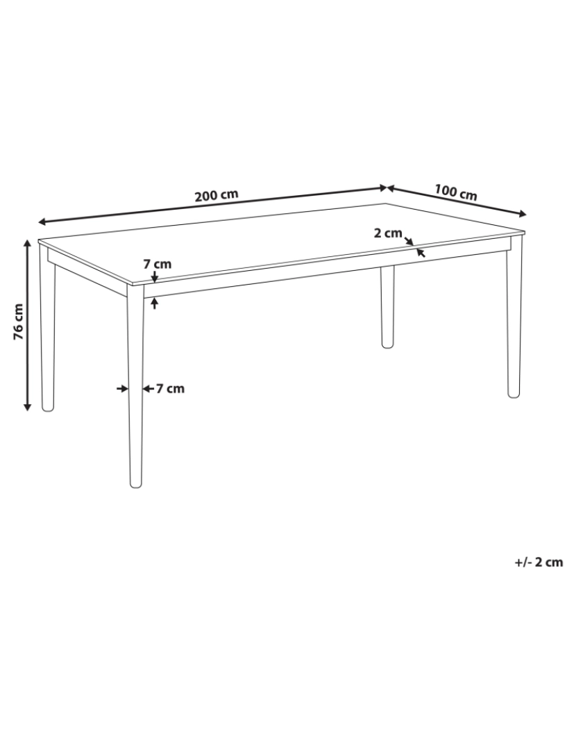 Beliani - Mesa de jantar castanha clara 200 x 100 cm ERMELO