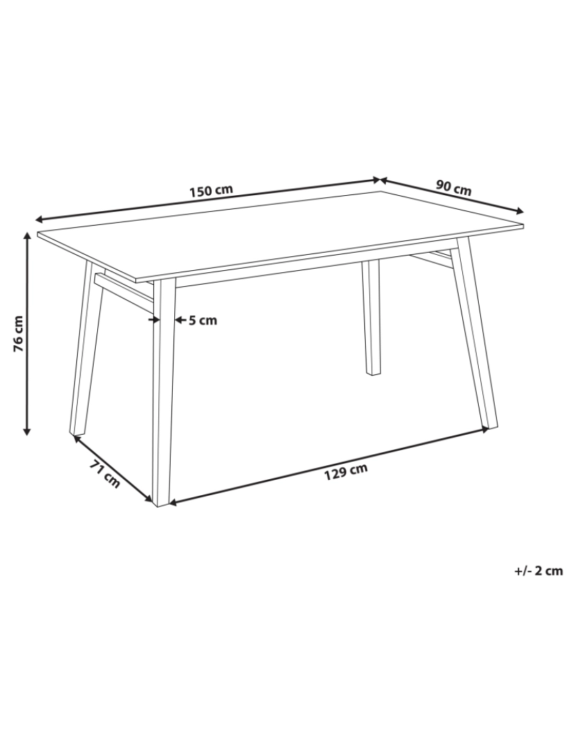 Beliani - Mesa de jantar castanha clara 150 x 90 cm VARLEY