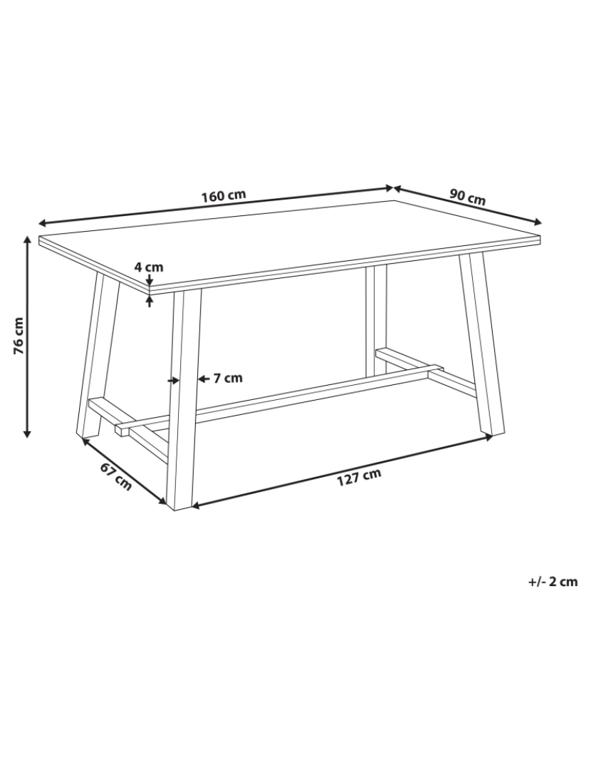 imagem de Mesa de jantar castanha clara 160 x 90 cm BARNES1