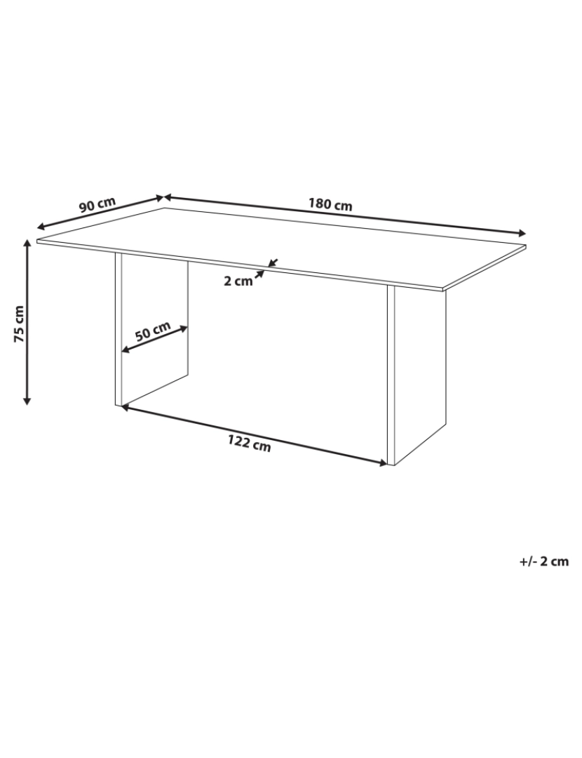 Beliani - Mesa de jantar castanha clara 180 x 90 cm MOORA