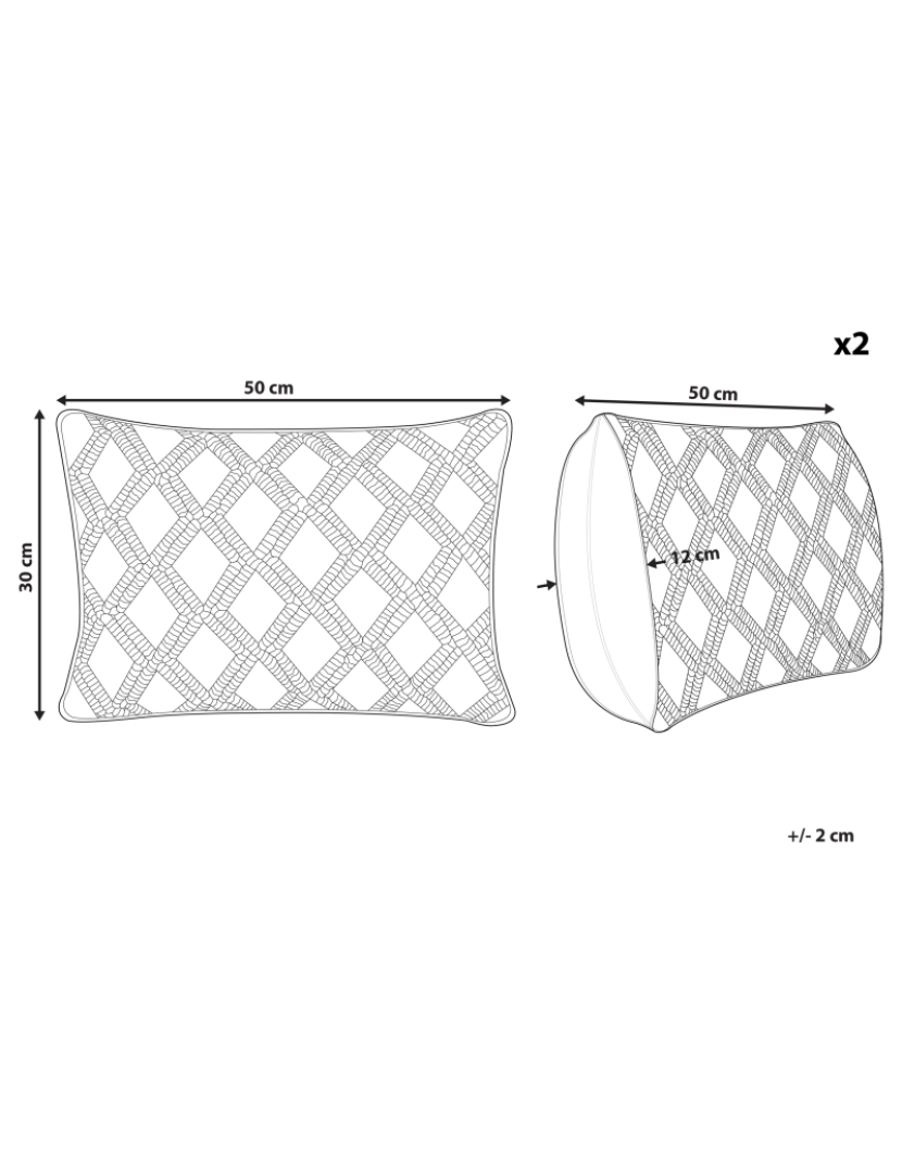 imagem de Conjunto de 2 almofadas Macramé Algodão Branco ALATEPE 30 x 50 cm1