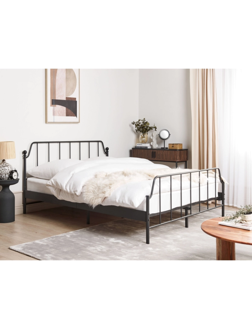 imagem de Cama de casal em metal preto 160 x 200 cm MAURESSAC2