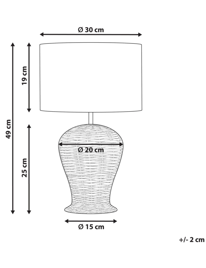 Beliani - Candeeiro de mesa em rattan claro 49 cm FURELOS