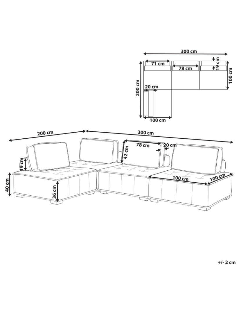 Beliani - Sofá de canto modular para 4 pessoas em cinzento TIBRO