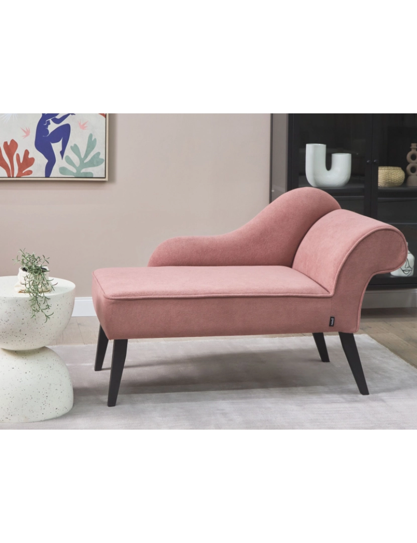 imagem de Chaise-longue à direita em tecido rosa BIARRITZ2