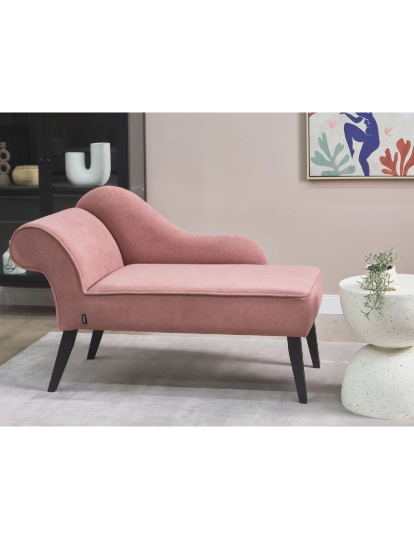 imagem de Chaise-longue à esquerda em tecido rosa BIARRITZ2