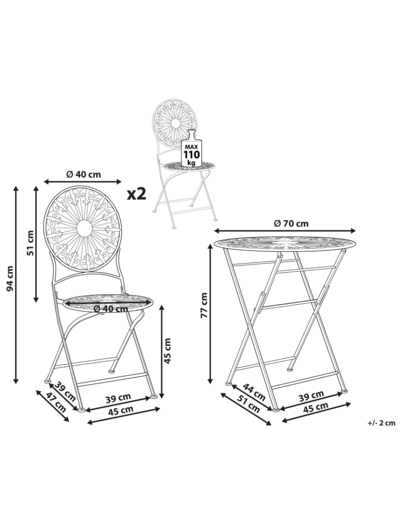 imagem de Conjunto de mesa e cadeiras Metal Branco SCAFA1