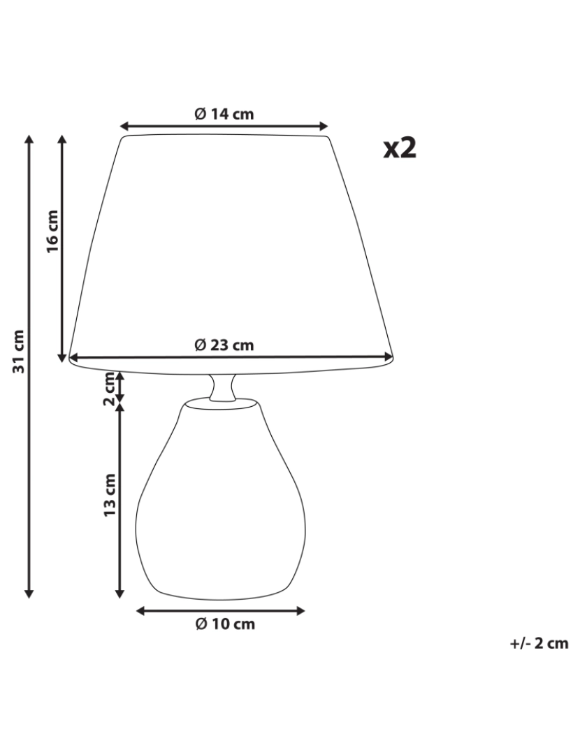 Beliani - Conjunto de 2 candeeiros de mesa em cerâmica cinzenta 31 cm ARWADITO