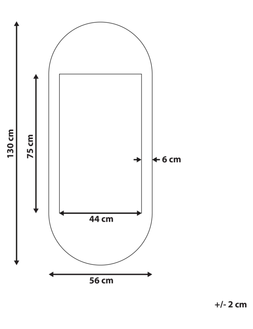 Beliani - Espelho 130 cm Branco BRIANT