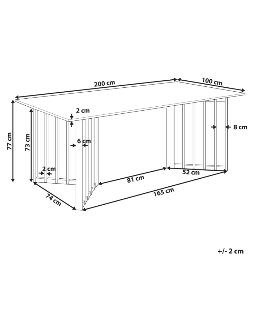 Beliani - Mesa de jantar em madeira clara 200 x 100 cm LEANDRA