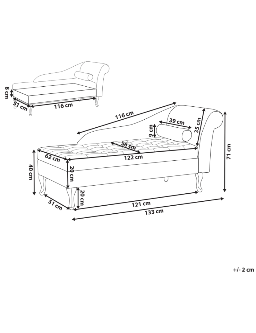 Beliani - Chaise-longue à direita com arrumação em veludo cinzento escuro PESSAC