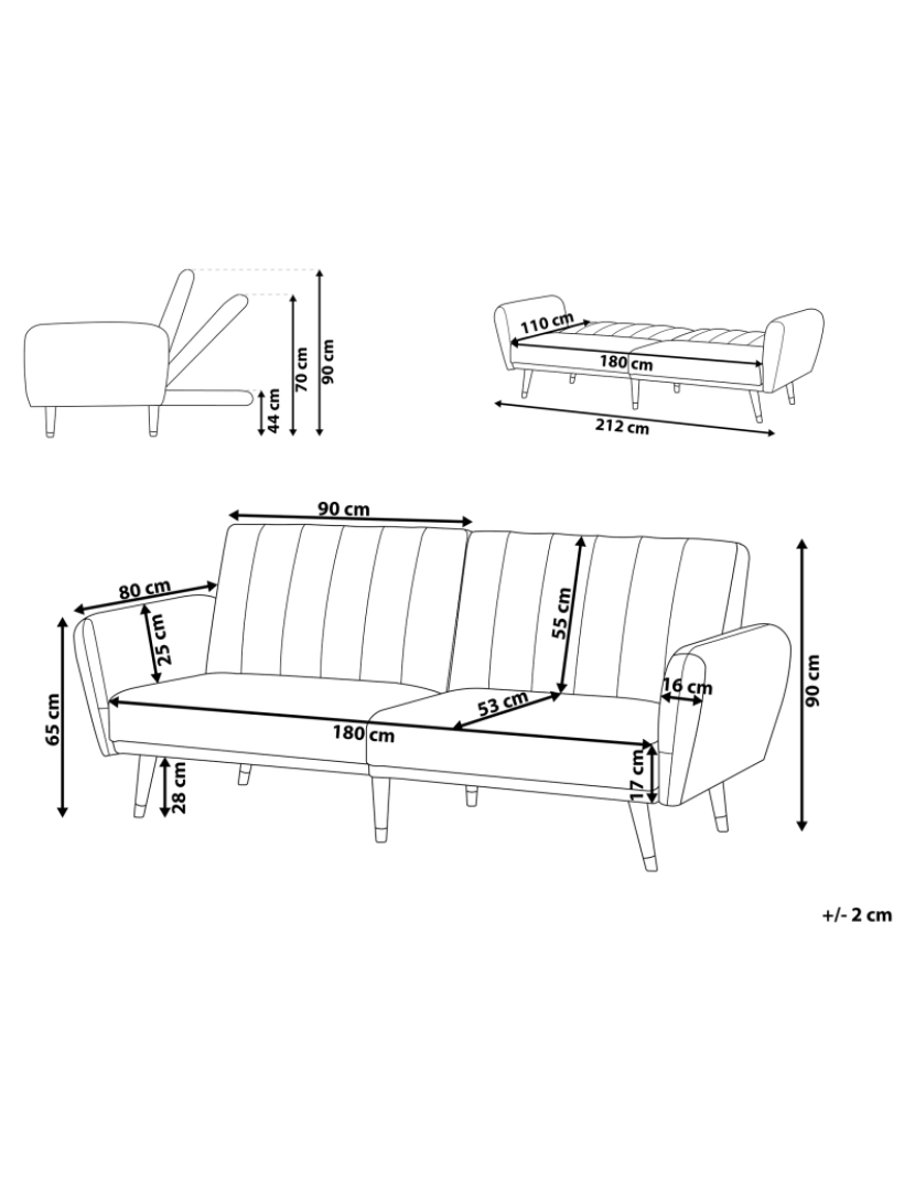 Beliani - Sofá-cama 3 lugares em tecido creme VIMMERBY