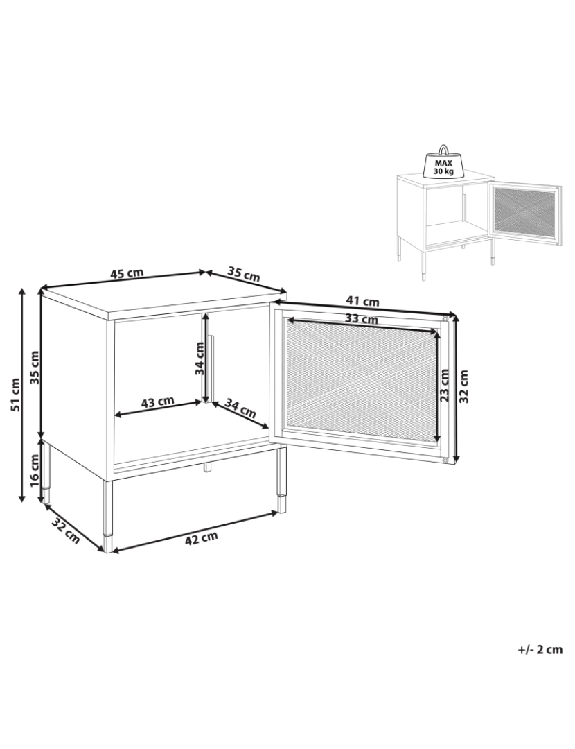 Beliani - Mesa de cabeceira Branco OSSETT