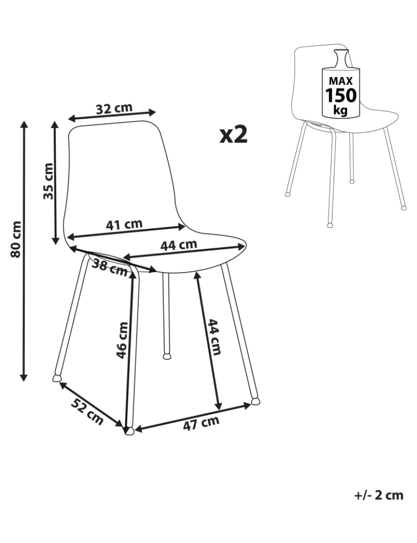 imagem de Cadeira de refeição Conjunto de 2 Cinzento claro LOOMIS2