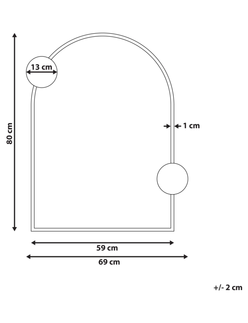 Beliani - Espelho 80 cm Preto AULON