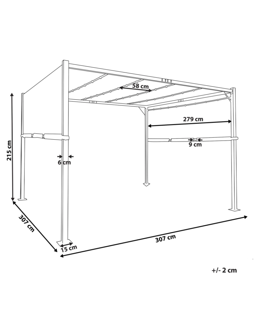 Beliani - Pérgola de jardim Com luzes LED 310 x 310 cm Castanho PARGA