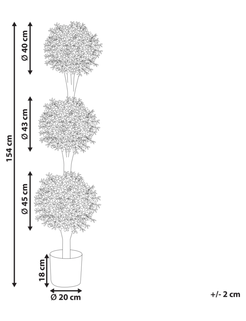 Beliani - Planta artificial em vaso 154 cm BUXUS BALL TREE