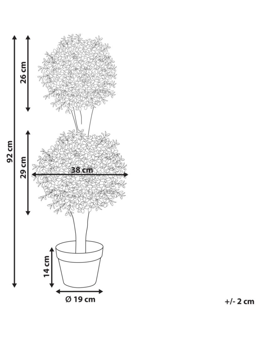 Beliani - Planta artificial em vaso 92 cm BUXUS BALL TREE