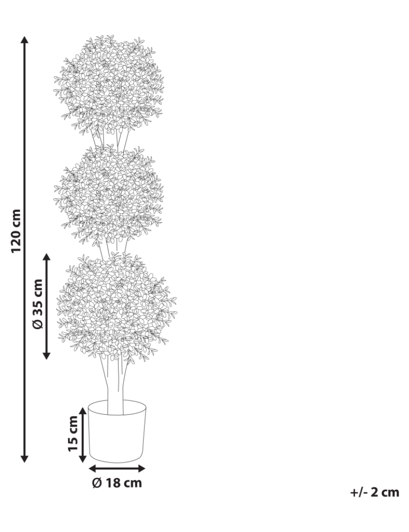 Beliani - Planta artificial em vaso 120 cm BUXUS BALL TREE