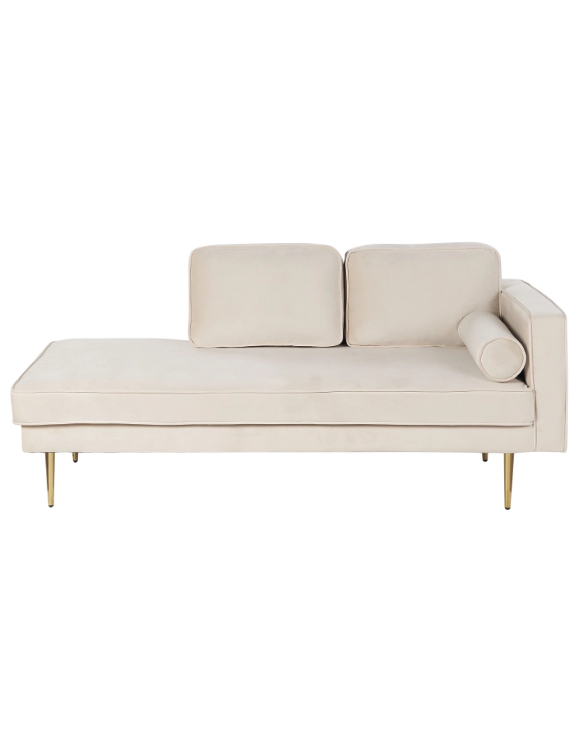 Beliani - Chaise-longue à direita em veludo creme MIRAMAS