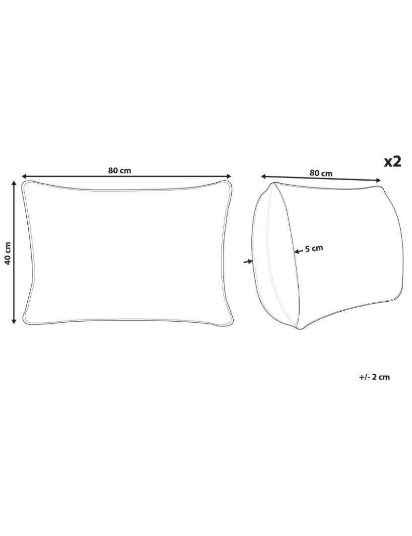 Beliani - Conjunto de 2 almofadas de baixo perfil em microfibra 40 x 80 cm ERRIGAL