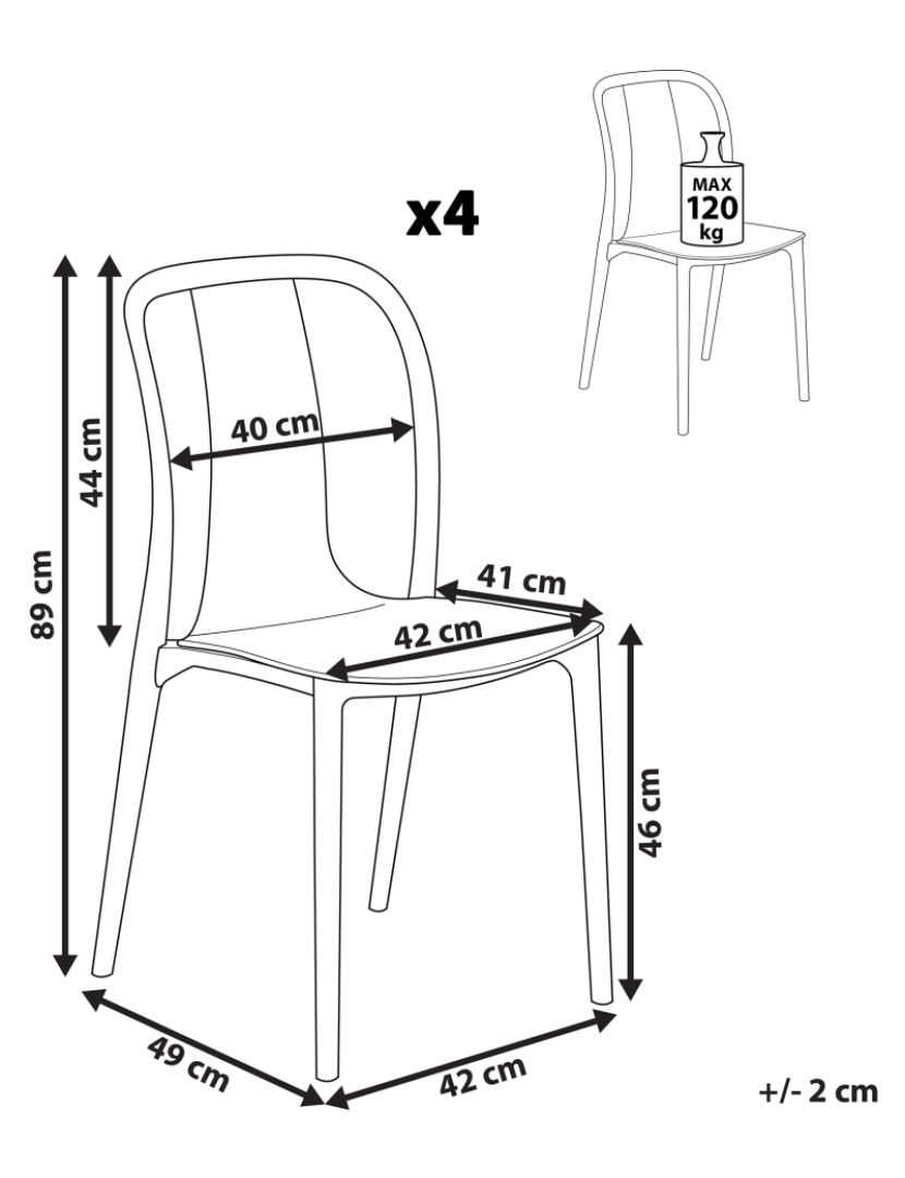 Beliani - Cadeira de jardim Conjunto de 4 Material sintético Cinzento SPEZIA