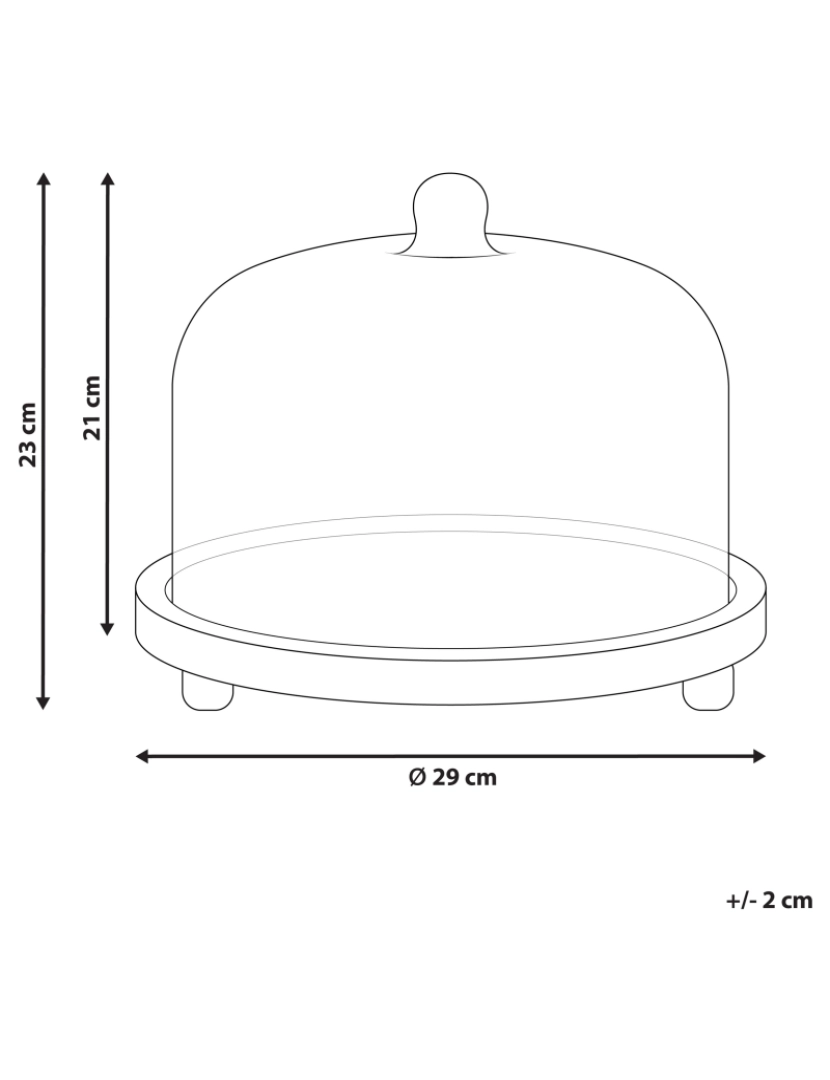 Beliani - Suporte para bolos em madeira clara e cúpula de vidro FAJUM
