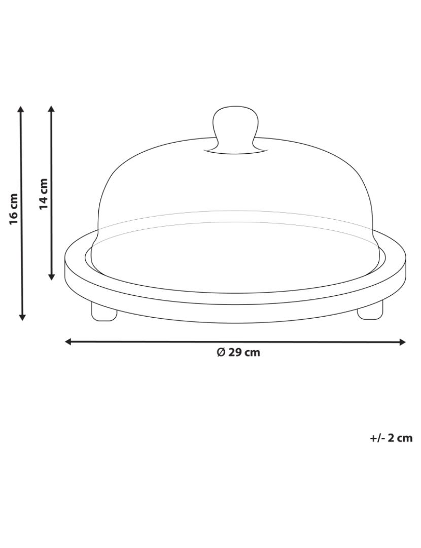 Beliani - Suporte para bolos em madeira clara e cúpula de vidro DENDERA