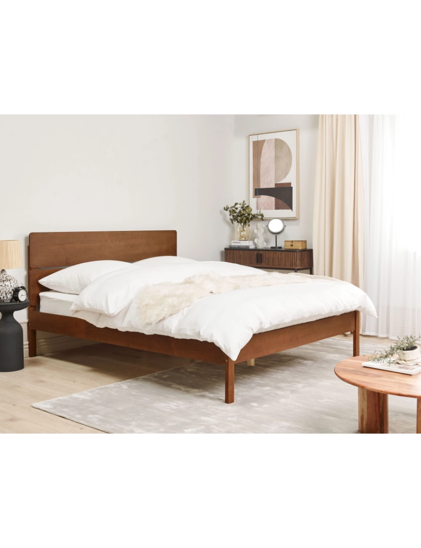 imagem de Cama de casal em madeira clara 160 x 200 cm BOISSET2