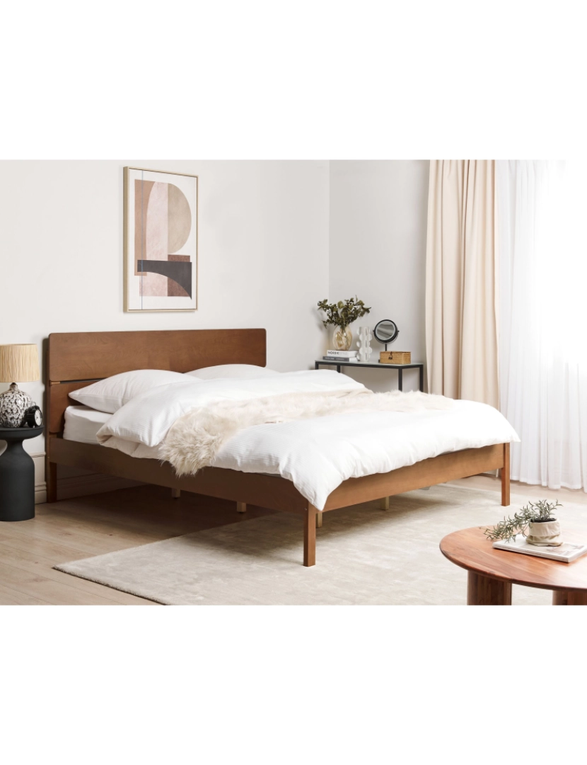 imagem de Cama de casal em madeira clara 180 x 200 cm BOISSET2