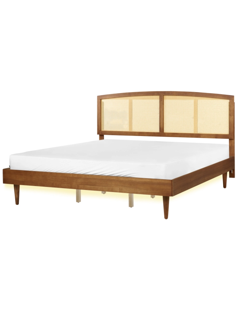 Beliani - Cama de casal com iluminação LED em madeira clara 180 x 200 cm VARZY