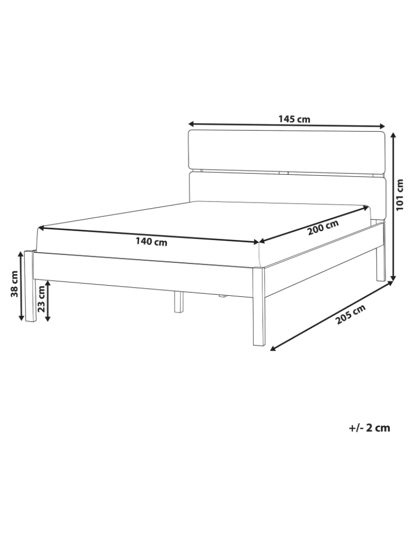 Beliani - Cama de casal com iluminação LED em madeira clara 140 x 200 cm BOISSET