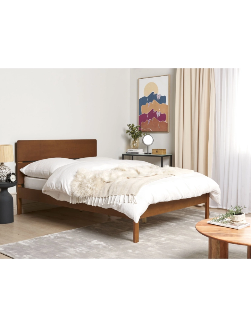 imagem de Cama de casal em madeira clara 140 x 200 cm BOISSET2