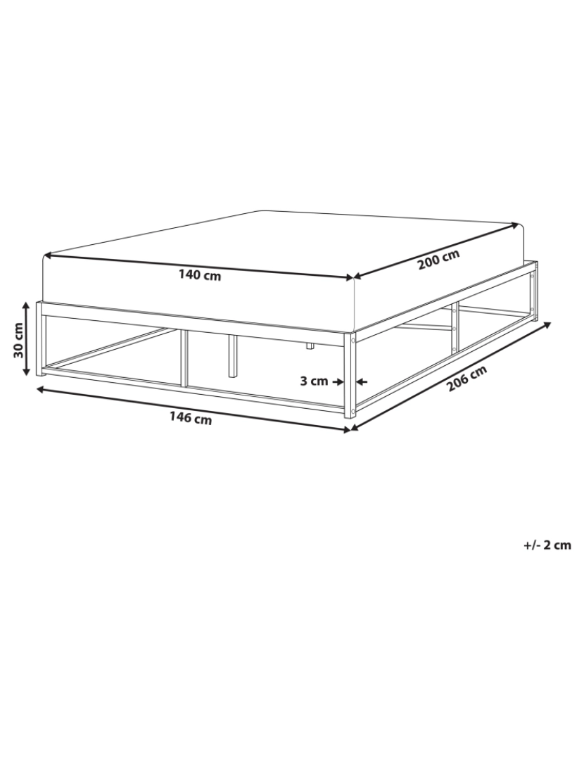 Beliani - Cama de casal em metal branco 140 x 200 cm VIRY