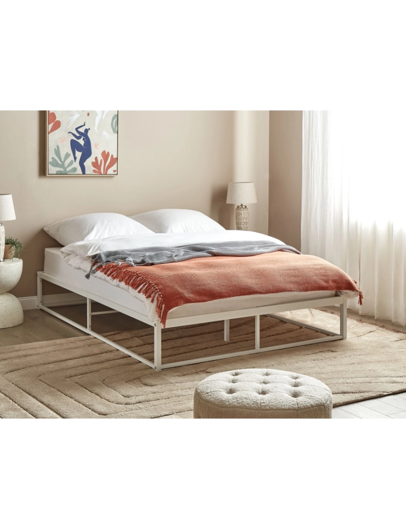 imagem de Cama de casal em metal branco 140 x 200 cm VIRY2