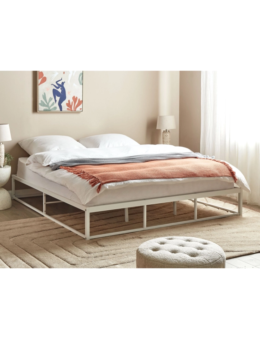 imagem de Cama de casal em metal branco 180 x 200 cm VIRY2