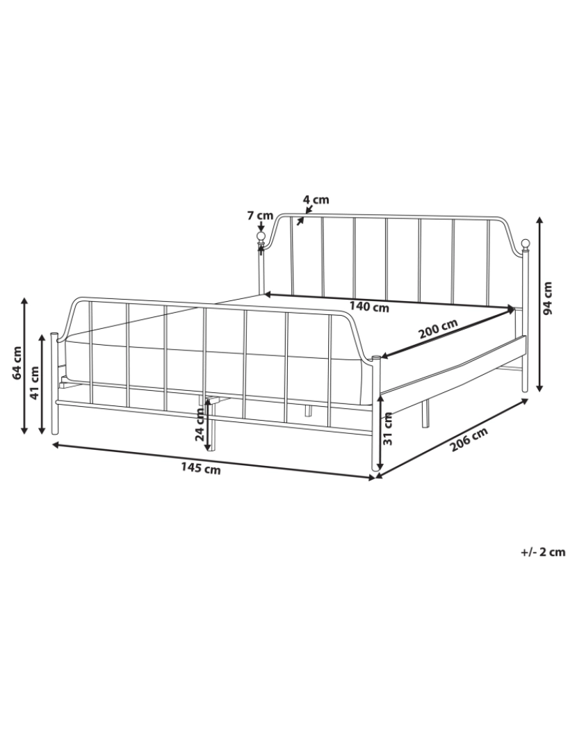 imagem de Cama de casal em metal branco 140 x 200 cm MAURESSAC1