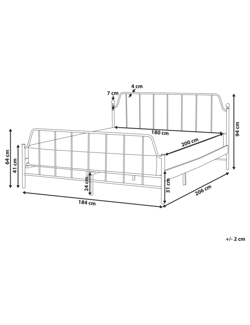 Beliani - Cama de casal em metal branco 180 x 200 cm MAURESSAC