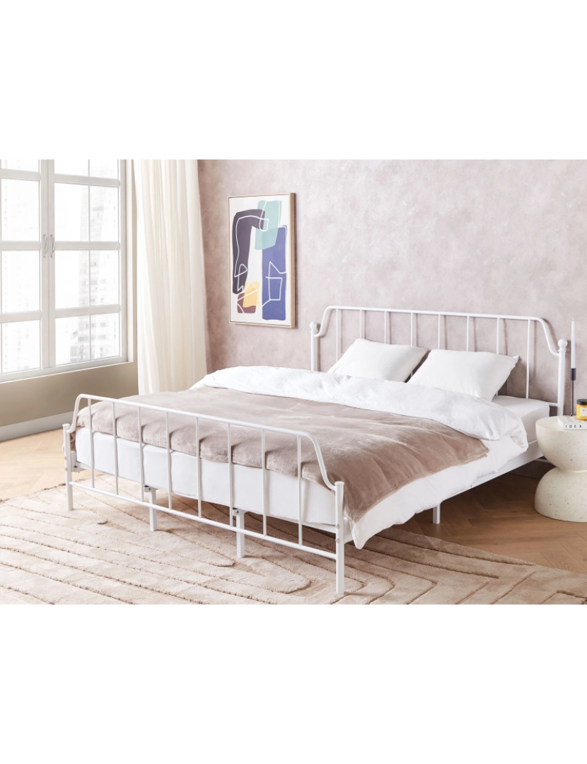 imagem de Cama de casal em metal branco 180 x 200 cm MAURESSAC2