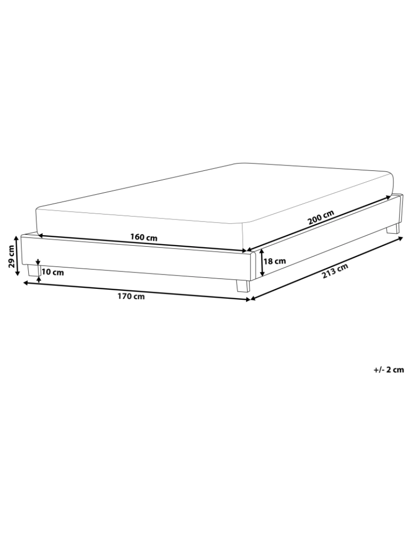 imagem de Cama de casal em tecido cinzento claro 160 x 200 cm ROANNE1