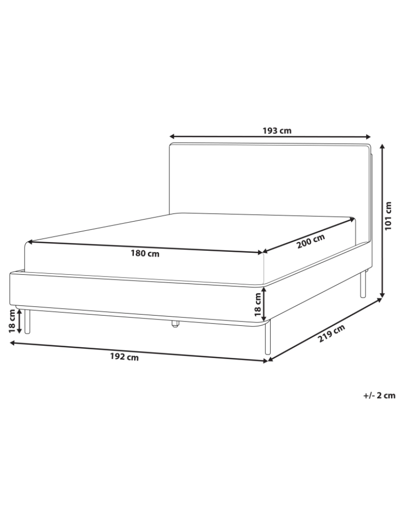 Beliani - Cama de casal em tecido bouclé branco-creme 180 x 200 cm CORIO