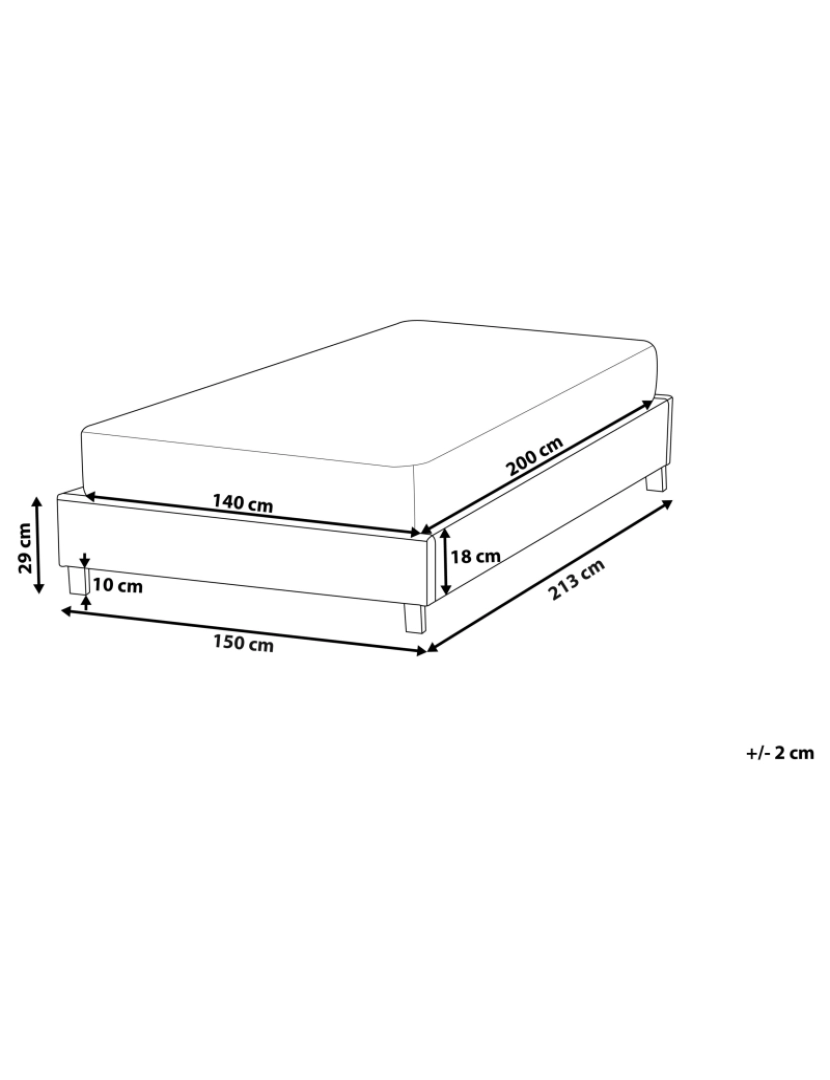 imagem de Cama de casal em tecido creme claro 140 x 200 cm ROANNE1