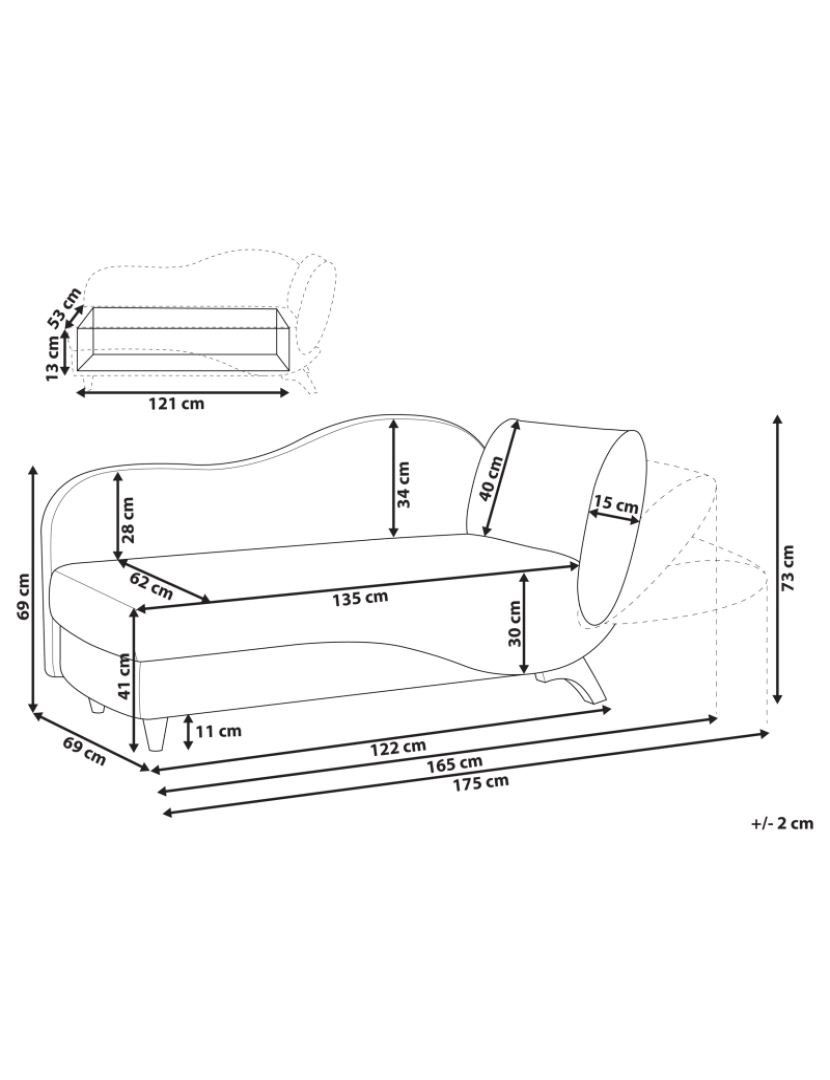 Beliani - Chaise-longue à direita com arrumação em veludo cinzento escuro MERI II