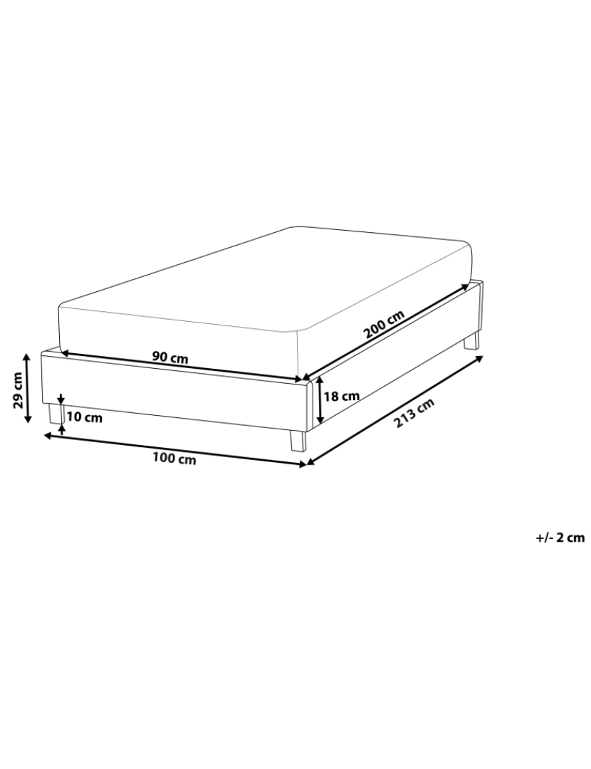 Beliani - Cama de solteiro em tecido cinzento claro 90 x 200 cm ROANNE