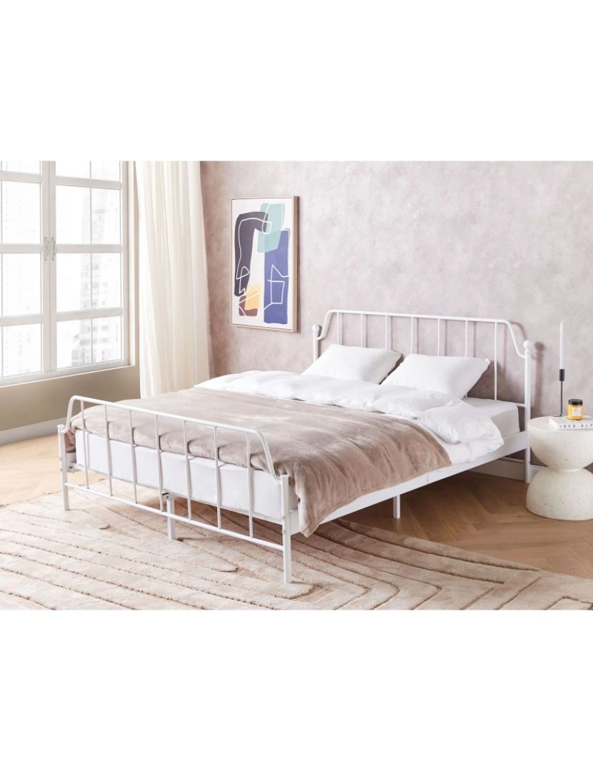 imagem de Cama de casal em metal branco 160 x 200 cm MAURESSAC2